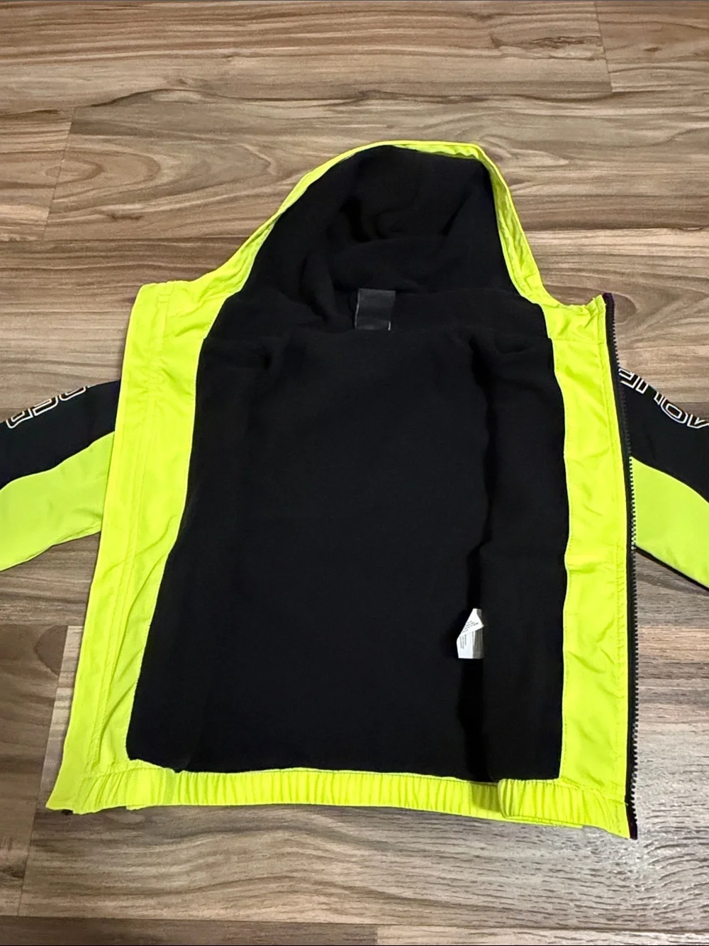 Under Armour Jacket Boys Sz. 4 High Visibility Yellow Storm Hooded Windbreaker